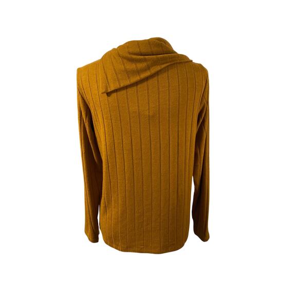 Rafaella Women's Ribbed Cowl Neck Top Golden Yellow  Button Tunic - Picture 5 of 7